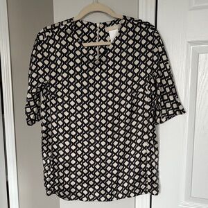 MaxMara SILK Black and Cream Patterned Blouse